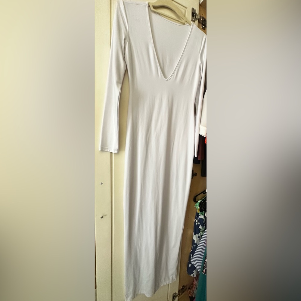 Classic Long Sleeve White Women's Dress